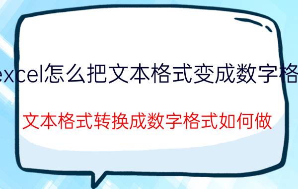 excel怎么把文本格式变成数字格式 文本格式转换成数字格式如何做？